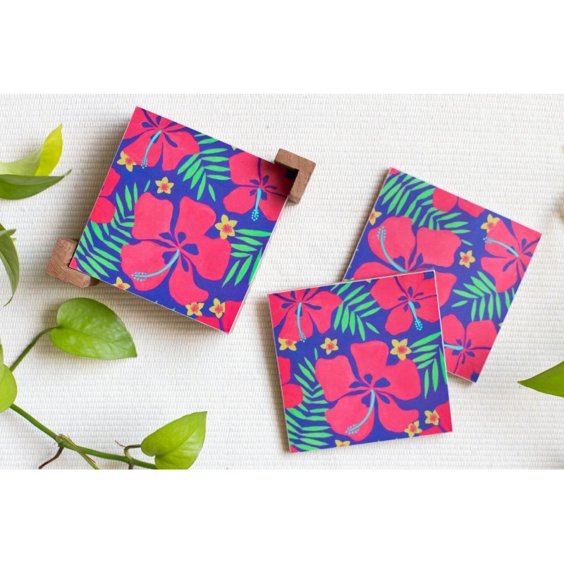 Hello Hibiscus Coaster Set With...