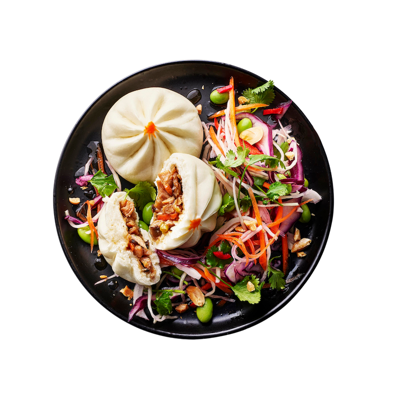 Pepper Shrimp Bao Buns x 2 with Salad